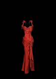 Mermaid Halter Neckline Red Satin Prom Dress Ruffle Long Party Dress SD2912 HZ0628