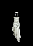 Mermaid Halter Satin High Low Evening Dress Prom Dresses SD2915 HZ0628