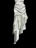 Mermaid Halter Satin High Low Evening Dress Prom Dresses SD2915 HZ0628