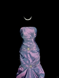 Mermaid Strapless Neckline Grape Taffeta Prom Dress Ruffle Long Party Dress SD2916