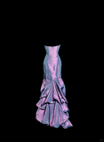 Mermaid Strapless Neckline Grape Taffeta Prom Dress Ruffle Long Party Dress SD2916