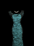 Mermaid Square Neckline Blue Taffeta Prom Dress Ruffle Long Party Dress SD2918