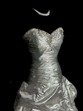 Mermaid Sweetheart Neckline Gray Taffeta Prom Dress Ruffle Long Party Dress SD2922