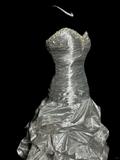 Mermaid Sweetheart Neckline Gray Taffeta Prom Dress Ruffle Long Party Dress SD2922
