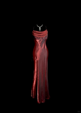 Mermaid Spaghetti Straps Burgundy Prom Dress Ruffle Long Party Dress SD2935