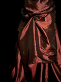 Ball Gown Strapless Burgundy Taffeta Prom Dress Ruffle Long Party Dress SD2942