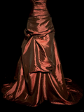 Ball Gown Strapless Burgundy Taffeta Prom Dress Ruffle Long Party Dress SD2942