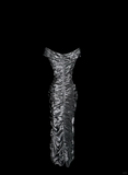 Sheath Off The Shoulder Silver Gray Sleeveless Long Prom Gown Fairy Prom Dresses SD2943