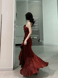 Mermaid Spaghetti Straps Long Party Dresses Birthday Outfits SD2950 HZ0628