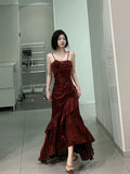 Mermaid Spaghetti Straps Long Party Dresses Birthday Outfits SD2950 HZ0628