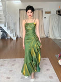 Mermaid Spaghetti Straps Long Party Dresses Birthday Outfits SD2950 HZ0628