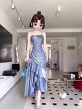 Mermaid Spaghetti Straps Long Party Dresses Birthday Outfits SD2950 HZ0628
