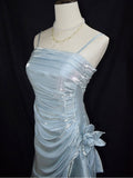 Baby Blue Vintage Floral Dress Asymmetrical Hem Prom Gown SD2954