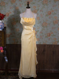 Yellow Halter Neck Floral Prom Gown Fairy Princess Prom Dress SD2955