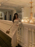 Mermaid Square Neckline Long Sleeves Long Prom Dresses Birthday Dress SD299