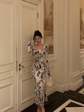 Sheath Black Floral Velvet Long Sleeves Prom Dresses Birthday Outfits SD310