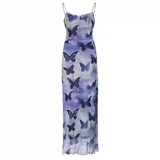 Sheath Spaghetti Straps Purple Butterfly Print Lace Casual Dress Beach Holiday Dresses SD314