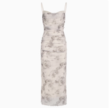 Sheath Spaghetti Straps Champagne Butterfly Print Lace Casual Dress Beach Holiday Dresses SD315