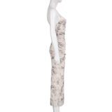 Sheath Spaghetti Straps Champagne Butterfly Print Lace Casual Dress Beach Holiday Dresses SD315