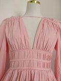 A line V Neckline Long Sleeves Spring Casual Dress Beach Holiday Dresses SD322