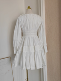 A line V Neckline Long Sleeves Spring White Casual Dress Beach Holiday Dresses SD324