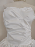 Ball Gown Sweetheart White Satin Vacation Dresses Short Birthday Outfits SD329