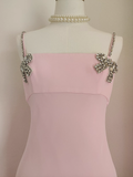 Sheath Spaghetti Straps Pink Travel Vacation Dresses Dinner Birthday Dress SD332