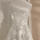A line Straps Sleeveless Floral White Party Dress Short Holiday Dresses SD338
