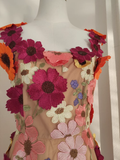 A line Straps Sleeveless Floral Pink Party Dress Short Holiday Dresses SD339