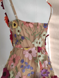A line Straps Sleeveless Floral Pink Party Dress Short Holiday Dresses SD339