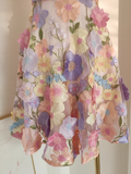A line Straps Sleeveless Floral Party Dress Short Holiday Dresses SD340
