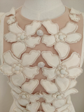 A line Boat Short Sleeves Satin White Party Dress Short Holiday Dresses SD347
