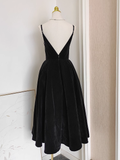 A line Sleeveless Black Velvet Party Dress Holiday Birthday Dresses For Women SD351
