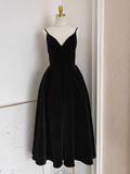 A line Sleeveless Black Velvet Party Dress Holiday Birthday Dresses For Women SD351