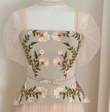 A Line Square Neckline Short Sleeves Party Dress Holiday Birthday Dresses For Women SD358
