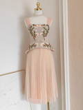 A Line Square Neckline Short Sleeves Party Dress Holiday Birthday Dresses For Women SD358