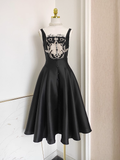 A line Spaghetti Straps Sleeveless Black Party Dress Holiday Birthday Dresses For Women SD360
