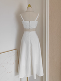 A line Straps White Satin Dinner Party Dresses Birthday Outfits SD384