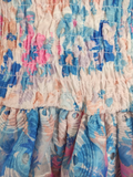 A line Strapless Sleeveless Blue Floral Cocktail Dress Short Birthday Outfits SD389