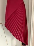 Sheath Scoop Neckline Burgundy Satin Dinner Party Dresses Birthday Outfits SD391
