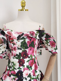 A line Spaghetti Straps Sleeveless Floral Cocktail Dress Short Birthday Outfits SD395