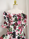 A line Spaghetti Straps Sleeveless Floral Cocktail Dress Short Birthday Outfits SD395