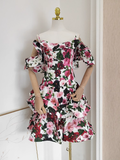A line Spaghetti Straps Sleeveless Floral Cocktail Dress Short Birthday Outfits SD395