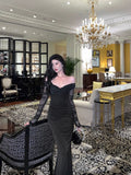 Sheath Off The Shoulder Black Long Sleeves Prom Dresses Evening Dress SD416