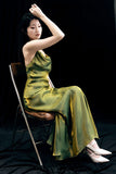 Sheath Spaghetti Straps Green Ankle Length Prom Dresses Birthday Outfits SD472