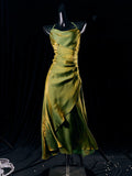 Sheath Spaghetti Straps Green Ankle Length Prom Dresses Birthday Outfits SD472