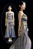Sheath Spaghetti Straps Light Grape Ankle Length Prom Dresses Birthday Outfits SSD473