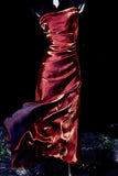 Sheath Spaghetti Straps Burgundy Ankle Length Prom Dresses Birthday Outfits SD474