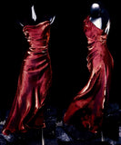 Sheath Spaghetti Straps Burgundy Ankle Length Prom Dresses Birthday Outfits SD474