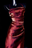 Sheath Spaghetti Straps Burgundy Ankle Length Prom Dresses Birthday Outfits SD474